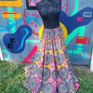 Vibrant patterned full skirt